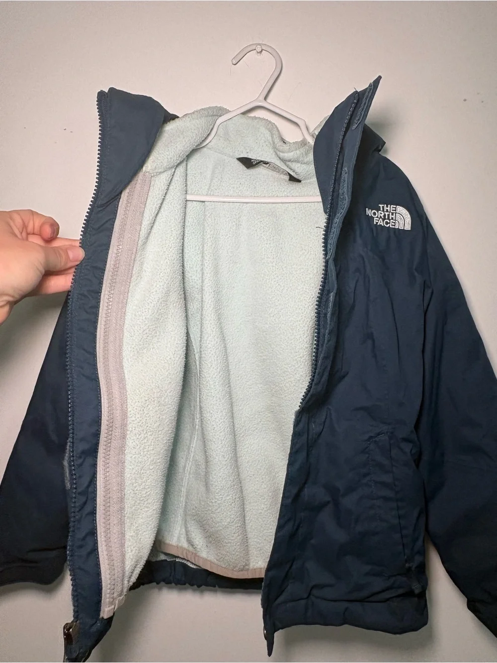 The North Face Girls XXS 5 Navy Blue Hyvent 2-1 Hooded Jacket Winter Fleece